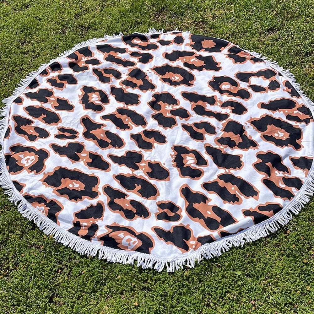 NWOT Round Animal Print Beach Towel